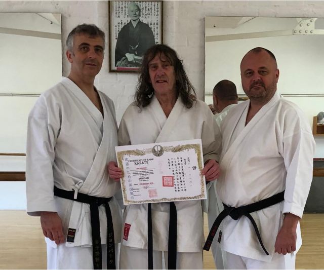 Anthony Blades kyoshi, John Burke renshi, and Jim Harvey sensei